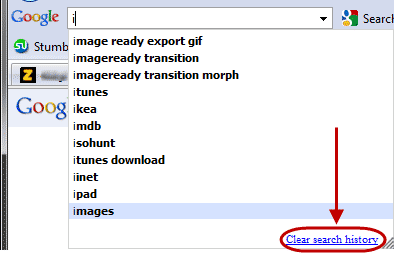 Google Toolbar Clear Search History