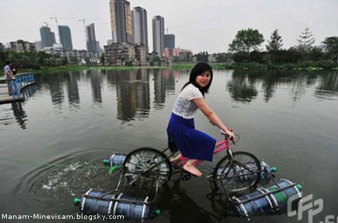 دوچرخه دو کاره چینی. راه رفتن روی آب و خشکی