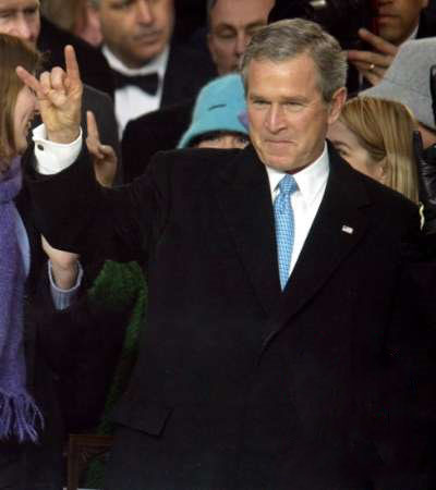 جرج بوش و دست شیطان نماد فراماسونری