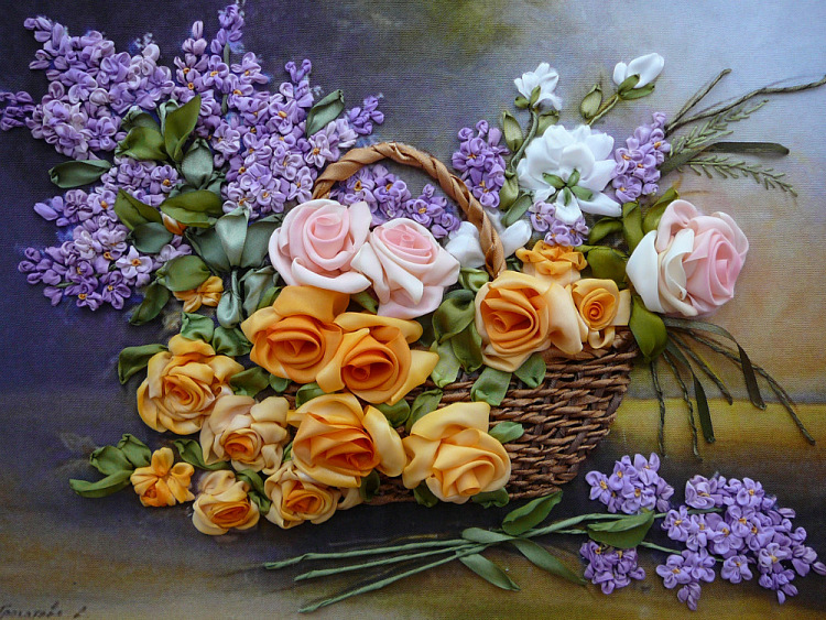 تابلو روبان دوزی