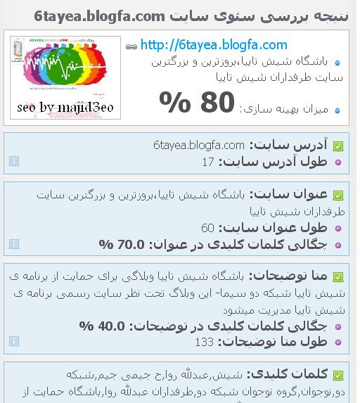 سئو و بهینه سازی سایت طرفداران شیش تاییا