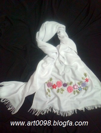 روبان دوزی روی شال