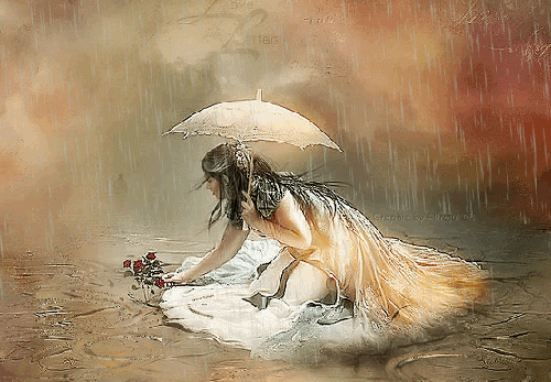 تصویر متحرک دخترک زیر باران