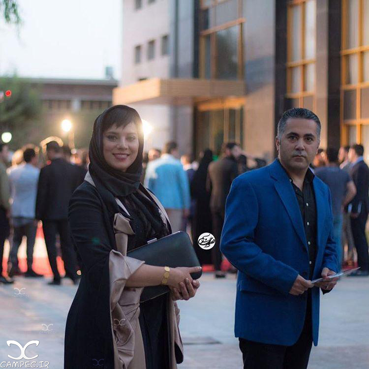 روشنک عجمیان با همسرش در جشن حافظ