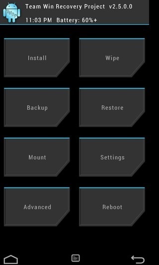 twrp recovery home screen