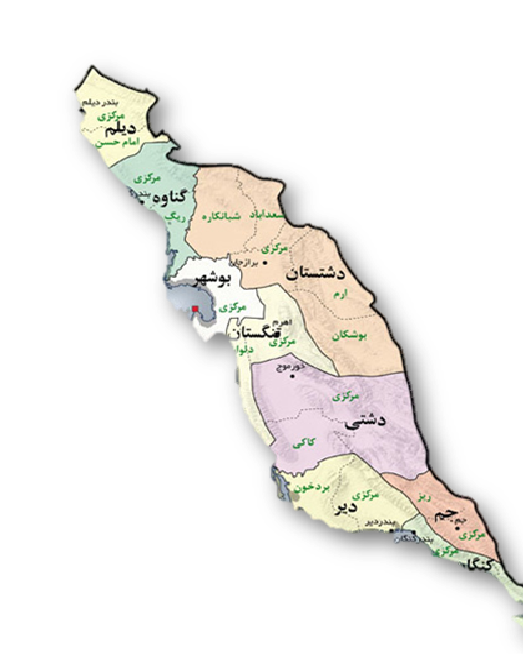 نقشه بوشهر,نقشه شهرستان بوشهر
